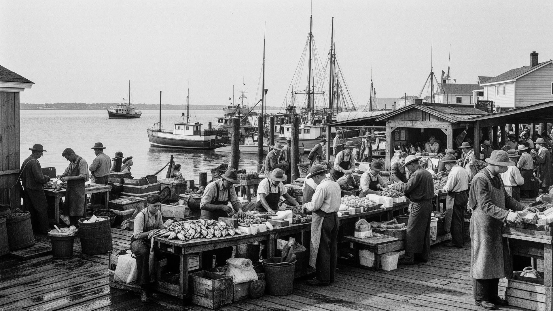 Vintage Long Island waterfront marketplace