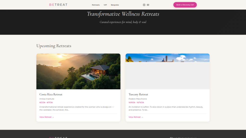 betreat-retreats-page