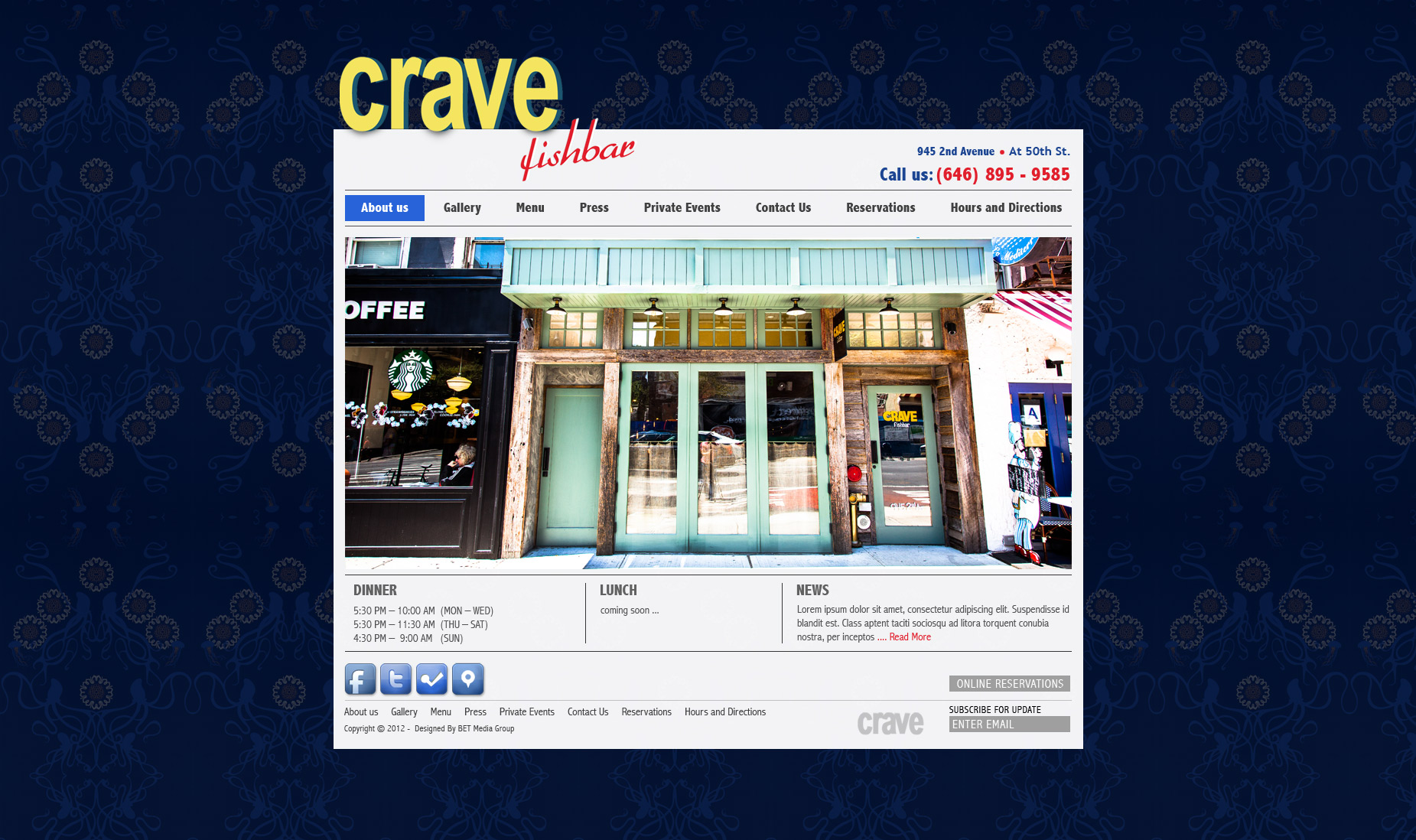 Crave Fishbar Website & Digital Experience
