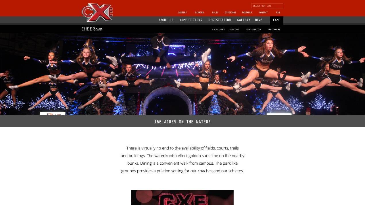 CXE Cheer Camp Website Redesign
